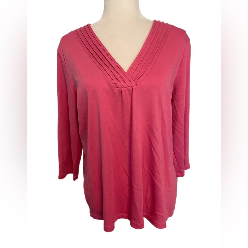 L.L. Bean supima cotton V-neck top size XL pink boxy lagenlook